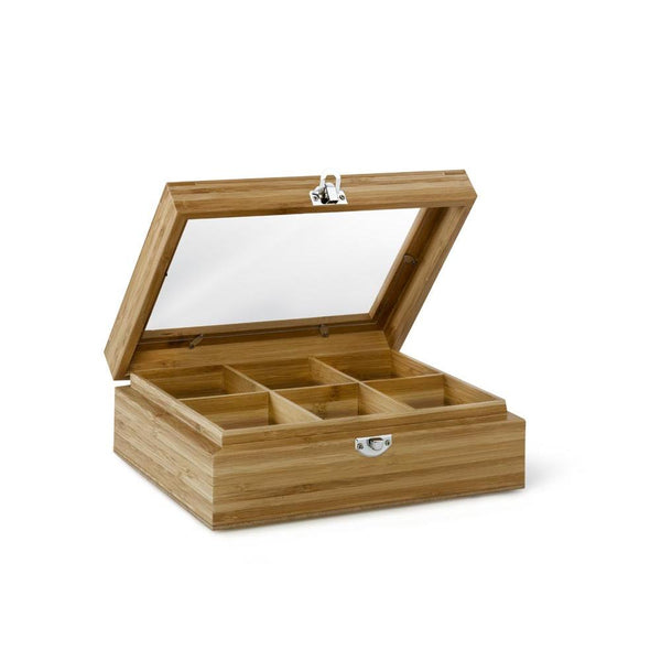 Load image into Gallery viewer, Bredemeijer 6 Compartment Tea Box with Window Bamboo
