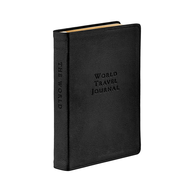 Load image into Gallery viewer, Graphic Image World Travel Journal - Leather Book - Black
