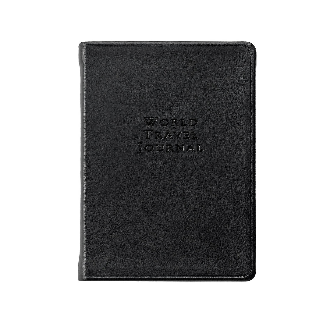 Graphic Image World Travel Journal - Leather Book - Black
