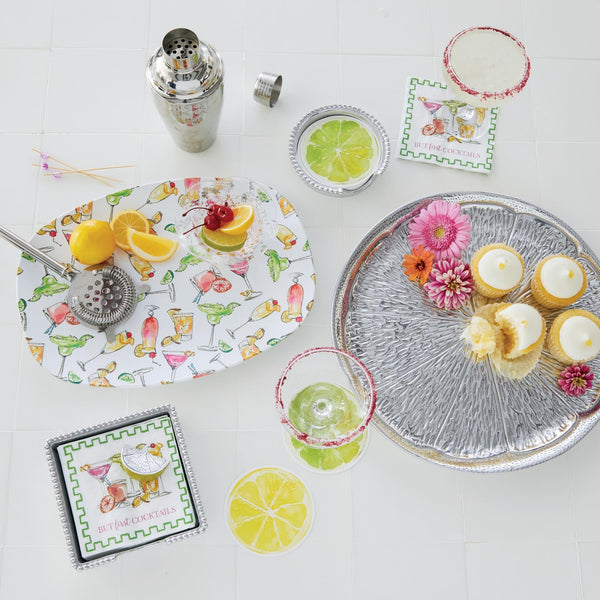 Load image into Gallery viewer, Mariposa Lemon and Lime Beaded Coaster Set
