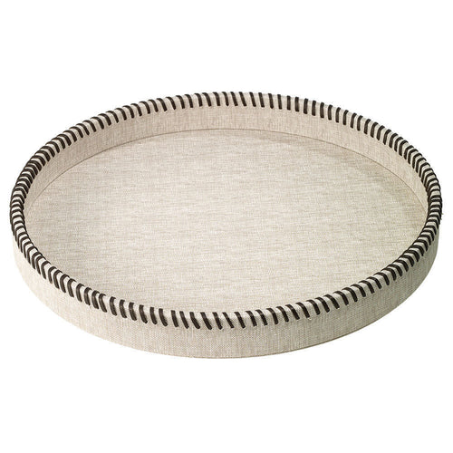 Bodrum Linens Whipstitch Beige Round Tray