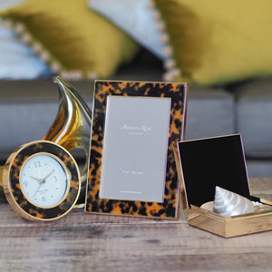 Addison Ross Faux Tortoiseshell & Gold Silent Alarm Clock