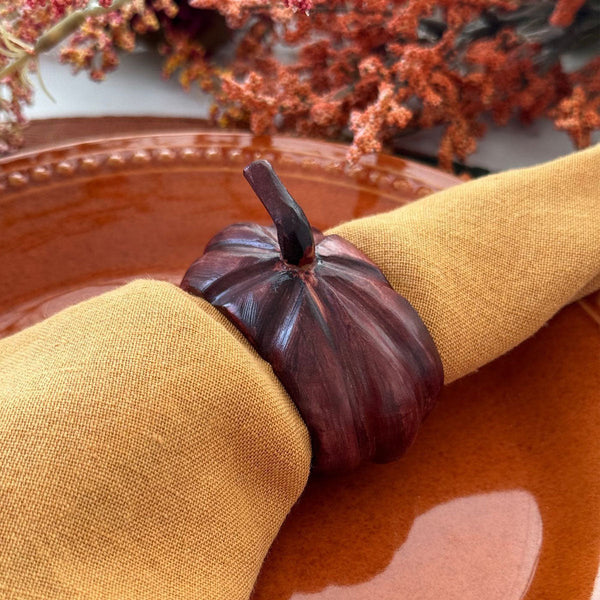 Load image into Gallery viewer, Bodrum Linens Wood Pumpkin - Napkin Rings - Set of 4
