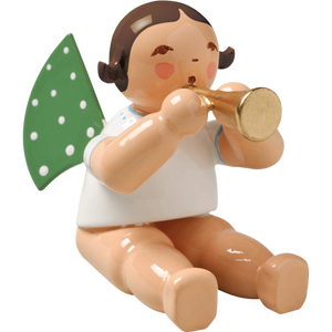 Wendt & Kuhn Angel with Small Trumpet, Sitting, without Base Figurine