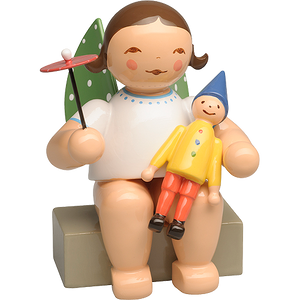 Wendt & Kuhn Angel with Jester and Umbrella, Sitting Figurine