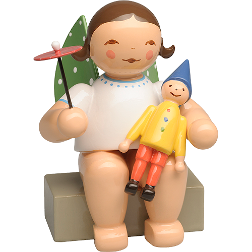 Wendt & Kuhn Angel with Jester and Umbrella, Sitting Figurine