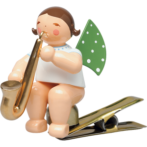 Wendt & Kuhn Angel with Saxophone, on Clip Figurine