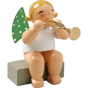 Wendt & Kuhn Angel with Trumpet, Sitting Figurine