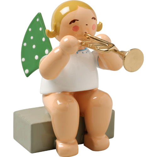 Wendt & Kuhn Angel with Trumpet, Sitting Figurine