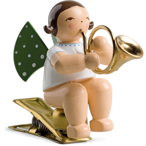 Wendt & Kuhn Angel with French Horn, on Clip Figurine
