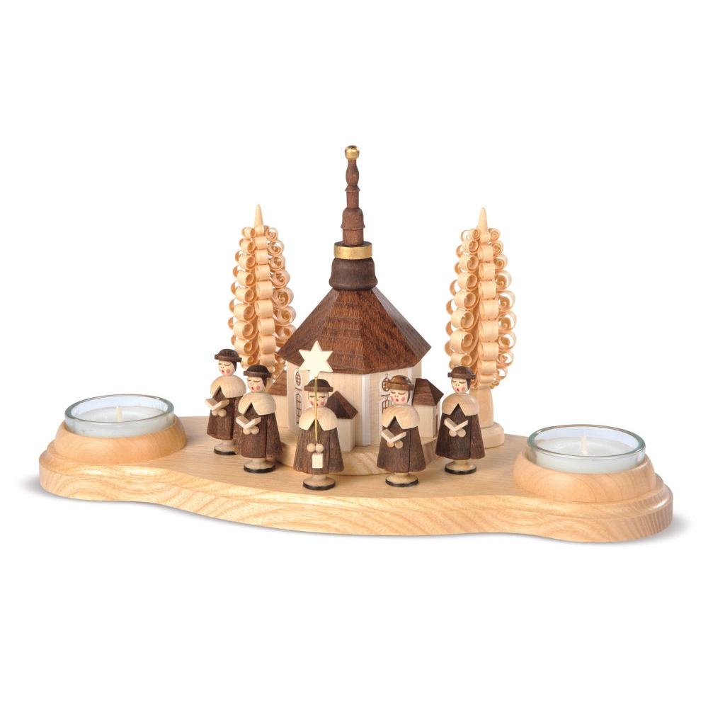 Müller - Mueller - Candleholder Seiffen Church And Carolers, Natural
