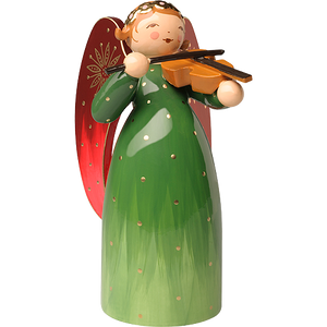 Wendt & Kuhn Richly Painted Angel, with Violin, Green Figurine