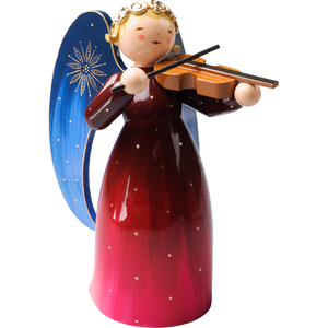 Wendt & Kuhn Richly Painted Angel, Large, with Violin, Red Figurine