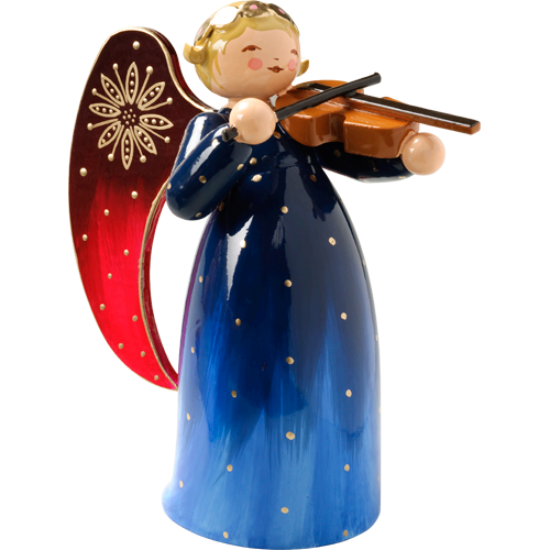 Wendt & Kuhn Richly Painted Angel, with Violin Figurine