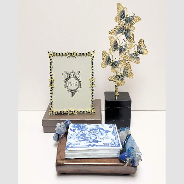 Load image into Gallery viewer, Olivia Riegel Blue Enamel Butterfly Sculpture

