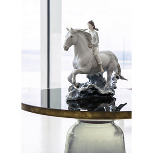 Lladro Riding her horse on the seashore Horse & Woman Figurine