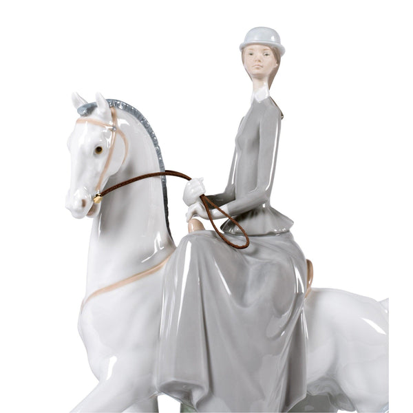 Load image into Gallery viewer, Lladro Woman on Horse Figurine
