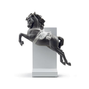 Lladro Horse On Pirouette Figurine - Silver Lustre