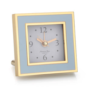 Addison Ross Powder Blue & Gold Square Silent Alarm Clock