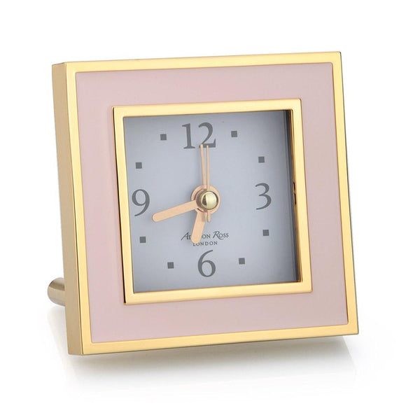 Load image into Gallery viewer, Addison Ross Pale Pink &amp; Gold Square Silent Alarm Clock
