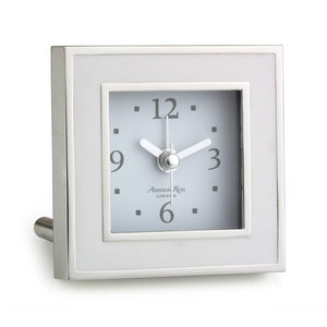 Addison Ross White & Silver Square Silent Alarm Clock