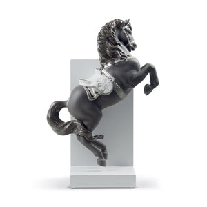 Lladro Horse On Courbette Figurine - Silver Lustre