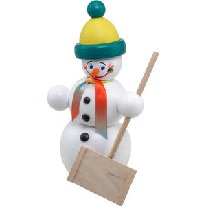 Seiffener Volkskunst Snowman Snow Removaler 6.3" Incense Smoker