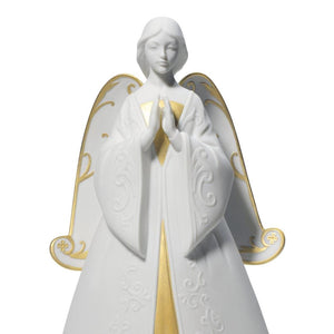 Lladro Praying Cantata Angel Christmas Ornament - Golden Lustre