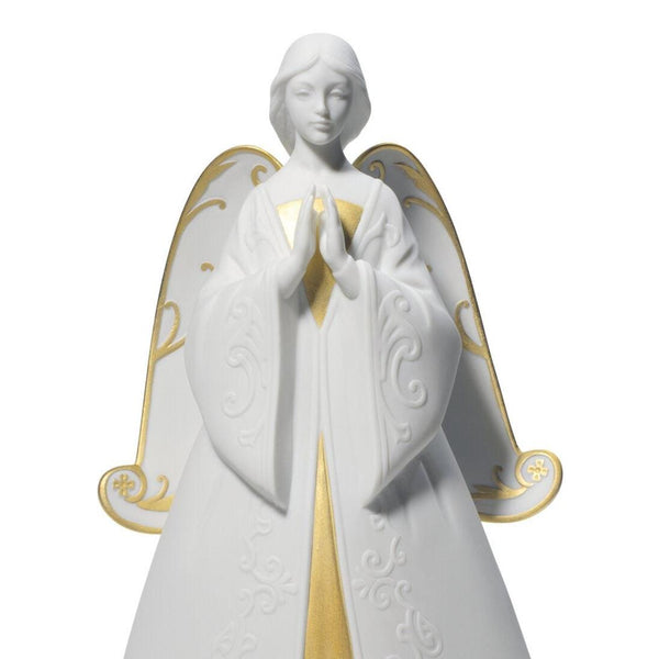 Load image into Gallery viewer, Lladro Praying Cantata Angel Christmas Ornament - Golden Lustre
