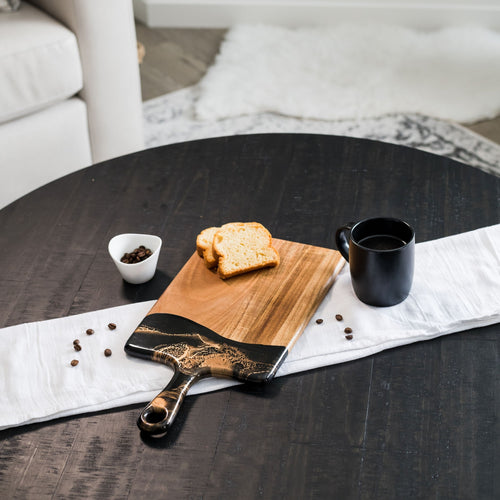 Lynn & Liana 8x16 Medium Acacia Cheeseboard Black Ember