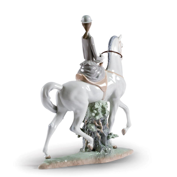 Load image into Gallery viewer, Lladro Woman on Horse Figurine
