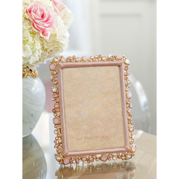 Load image into Gallery viewer, Jay Strongwater Leslie Bejeweled 5" x 7" Picture Frame - Baby Pink
