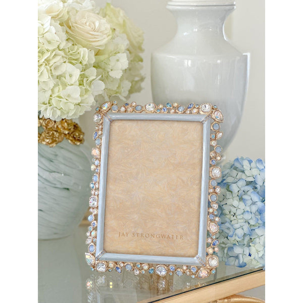 Load image into Gallery viewer, Jay Strongwater Leslie Bejeweled 5" x 7" Picture Frame - Baby Blue
