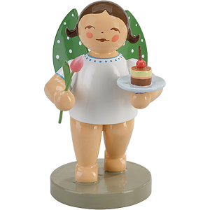 Wendt & Kuhn Angel with Cupcake and Tulip Figurine