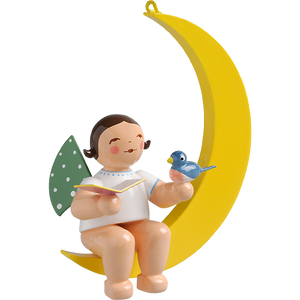 Wendt & Kuhn Angel with Songbook and Bird, in Moon Figurine