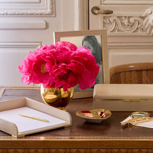 AERIN Classic Croc Leather Paper Tray, Fawn