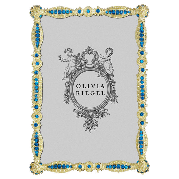 Load image into Gallery viewer, Olivia Riegel Gold Asbury 4&quot; x 6&quot; Frame with Capri Blue Stones
