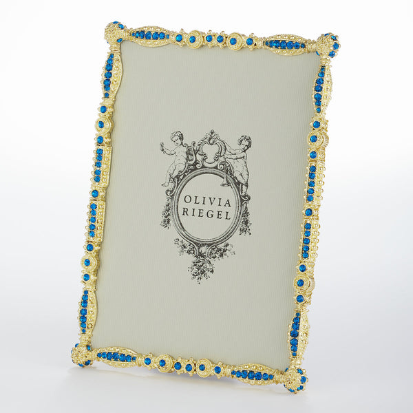 Load image into Gallery viewer, Olivia Riegel Gold Asbury 4&quot; x 6&quot; Frame with Capri Blue Stones
