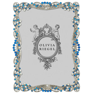 Olivia Riegel Silver Audrey 5" x 7" Frame with Capri Blue Stones & White Freshwater Pearls