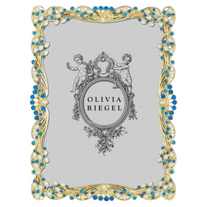 Olivia Riegel Gold Audrey 5" x 7" Frame with Capri Blue Stones & White Freshwater Pearls