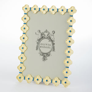 Olivia Riegel Gold Clover 5" x 7" Frame with Capri Blue Stones