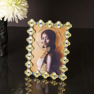 Olivia Riegel Gold Clover 5" x 7" Frame with Capri Blue Stones