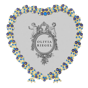Olivia Riegel Gold Contessa Heart 3.5" Frame with Sapphire Stones and Blue Pearls