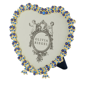 Olivia Riegel Gold Contessa Heart 3.5" Frame with Sapphire Stones and Blue Pearls