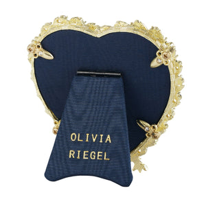 Olivia Riegel Gold Contessa Heart 3.5" Frame with Sapphire Stones and Blue Pearls
