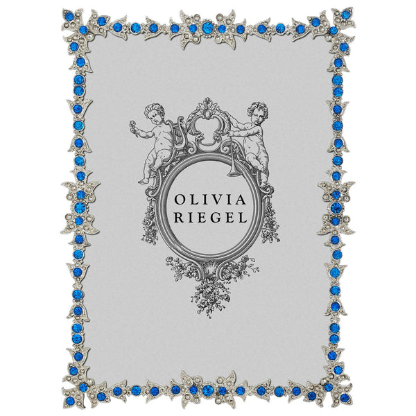 Load image into Gallery viewer, Olivia Riegel Silver Luxembourg 5&quot; x 7&quot; Frame with Capri Blue Stones
