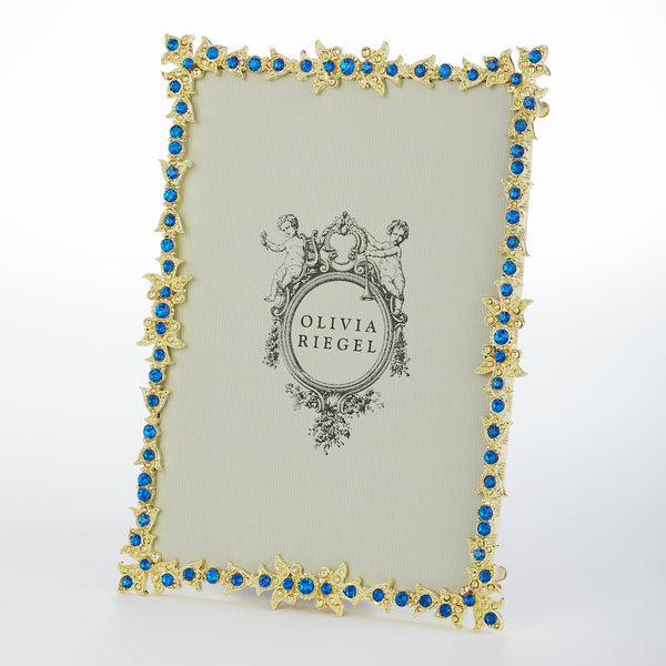 Load image into Gallery viewer, Olivia Riegel Gold Luxembourg 5&quot; x 7&quot; Frame with Capri Blue Stones
