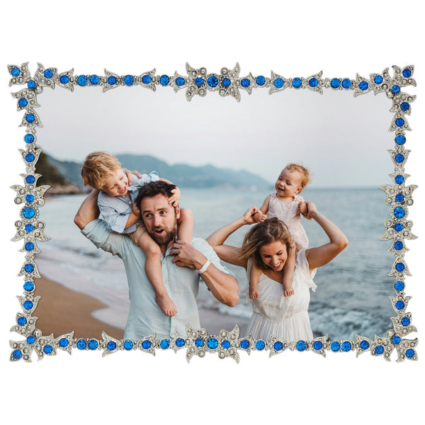 Load image into Gallery viewer, Olivia Riegel Silver Luxembourg 5&quot; x 7&quot; Frame with Capri Blue Stones
