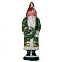 Vaillancourt Folk Art - Green Santa with Gold Wreath - Chalkware Figurine