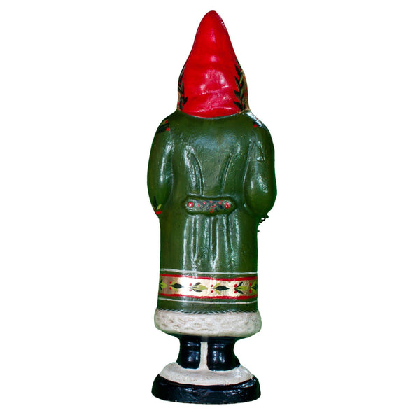Load image into Gallery viewer, Vaillancourt Folk Art - Green Santa with Gold Wreath - Chalkware Figurine
